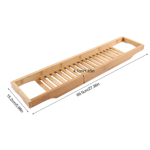 Belfry Bathroom Modern Bamboo Bath Tray Bathtub Storage Rack Shelf